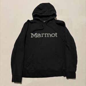 Marmot Hoodie Size Small Black Spellout Logo Casual Fall Outdoor